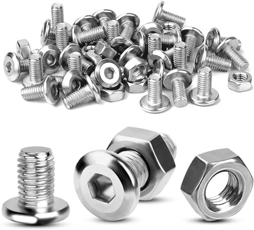 TXXATX Viti a testa piatta M5 x 10 mm, set di 60 viti con dadi, viti a testa esagonale con dadi, viti a testa bombata a esagono incassato per riparazione di mobili fai da te