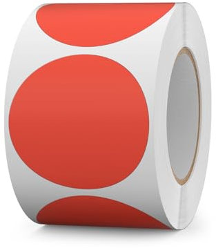 FINDAT Rot Selbstklebend Etiketten 50 mm Rund Vinyl Rolle Wasserdichte Klebeetiketten Universal Aufkleber für Büro DIY Umzug Lagerregale 500 Stück