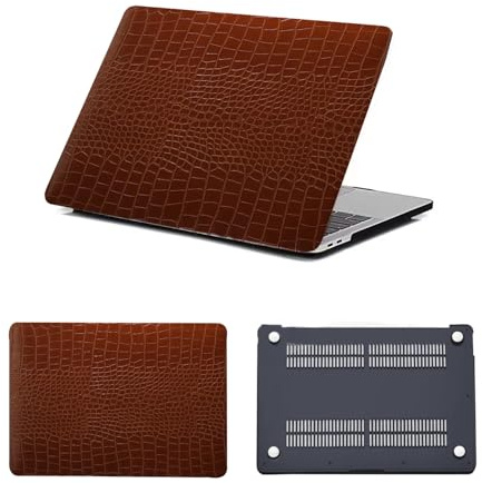 HLAAJJX Compatible with New Macbook Air 15 inch Case M2 M3 M4 (2023-2025) A2941 A3114 A3241 Retina Display/Touch ID,Flexible Plastic Laptop Protective Case Cover,Leather Brown