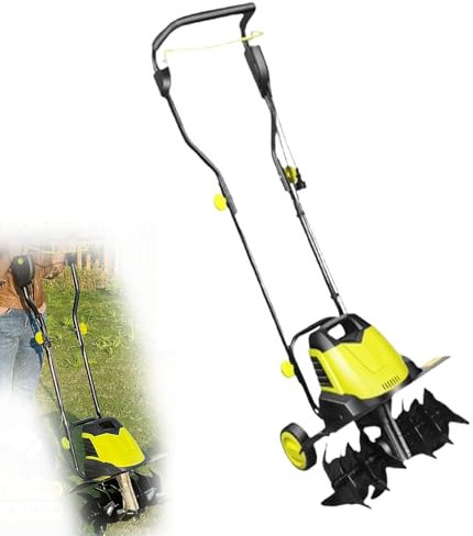 Electric Garden Tiller, 2400W Cordless Rotary Cultivator, Folding Rotary Motor Hoe with 6 Blades, Tillage Depth 22cm, Width 45cm, DIY Garden Soil Preparation Kit, Compact Tiller for Urban Gardens