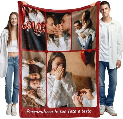 Bemaystar coperta pile personalizzata con foto – Plaid Personalizzato con Collage Fotografico Festa della Mamma, Festa del Papà e Coppie