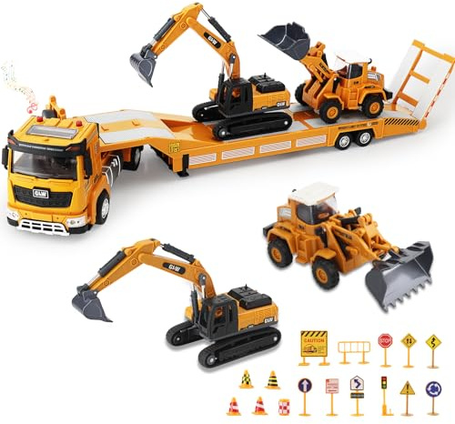 UCAMP Engins Chantier Jouet 1:40, Camion Transporteur Sons Lumières