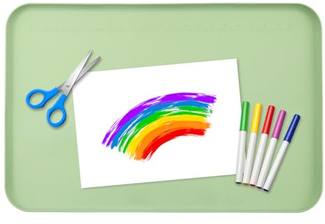 Silicone Craft Mat for Kids, 60x40cm Silicone Craft Painting Mat with Raised Lip, Non Slip Painting Pad, Collapsible Non-Stick Sheet for Crafting Watercolour Paintings Clay and DIY Projects