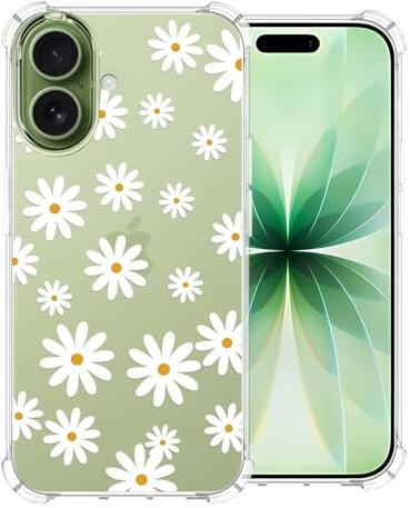 CAROKI Clear Flowers Phone Case for iPhone 17,Small Daisy Pattern Durable & Slim Fit Shockproof Soft Lightweight Protective Case for iPhone 17