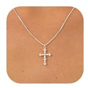 KINHOPI Kreuz Kette Damen, 14K Gold Vergoldet/925 Silber Plattiert Kreuz Anhänger mit Zirkonia Halskette Damen Schmuck Geschenke Frauen Mädchen