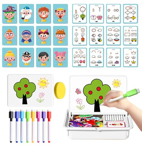 Magnetic Dress Up Set - 25x8x33cm Puzzle Board Pack, Face Mix Card Kit, Magnet Craft Aid | Creative Expression Play for Kids Skill Build Home Activity Session Inventiv Joy Stage Zone Flux Mark Go