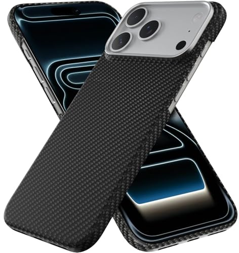 CASEKULT für iPhone 17 Pro Max Hülle Kompatibel mit Magsafe, Schwarz | 600D Aramidfaser Drucken Dünne Carbon Textur Handyhülle Magnetische Schutzhülle, Angenehmem Griff