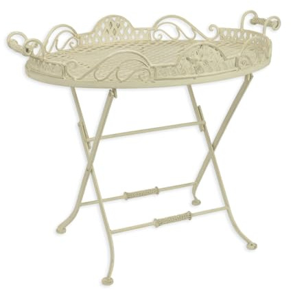 aubaho Tisch Butler's Tray Eisen weiß Klapptisch Retro Design Dekoration