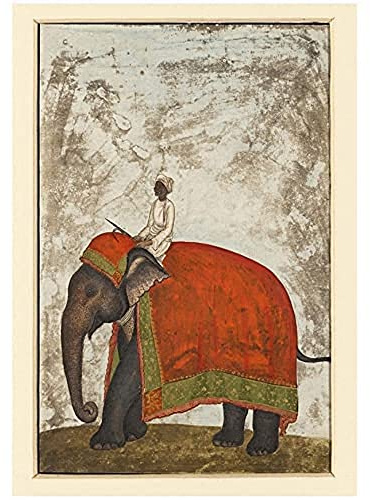 Wee Blue Coo PAINTING KHAN MUGHAL EMPEROR'S CEREMONIAL ELEPHANT FRAMED PRINT F12X11020