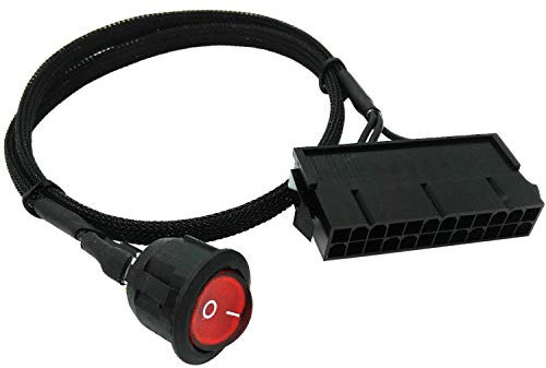 COMeap 24 Pin ATX Rote LED EIN- / Ausschalter Jumper Bridge Adapter Geflochtenes Kabel 55 cm (21,5 Zoll)