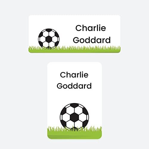 43 x No Iron Stick On Name Labels Waterproof Washable Great for Clothes, School Uniform, Equipment, Shoes and More. School, Nursery, Day Care, Hospital - Range of Designs Available (Football)