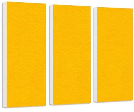 platino24 Schallabsorber COLORE aus Basotec G+ I Akustikpaneele mit Akustikfilz I 3 Wand-Paneele in Sonnengelb I Akustikplatten zur Schalldämmung in Büro, Studio & Wohnung