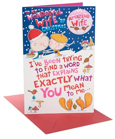 UK Greetings Weihnachtskarte für Ehefrau – Süßes Nachrichten-Design