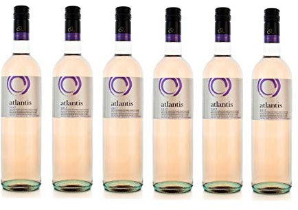6x 750ml Atlantis Edel Rosewein trocken sommerfrisch Santorini Argyros griechischer Rose Wein Set + 2x 10ml Olivenöl von Kreta zum Test