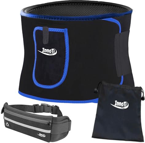InnoTi Ceinture de Sudation pour Femme et Homme- Gaine Amincissante de la Taille et de L’Abdomen en Néoprène pour la Gym, Le Fitness et Le Sport- Ceinture Abdominale Minceur et Effet Sauna (M Bleu)