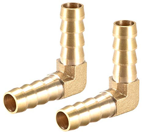 sourcing map 10mm Barb Brass Hose Fitting 90 Degree Elbow Pipe Connector Coupler Tubing 2pcs