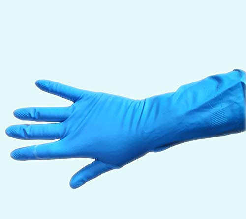 Handschuhe für den Haushalt, Nitril, wasserdicht, lang, für die Reinigung von Geschirr, Blau, Größe M – 7,5