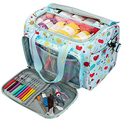 Coopay Garntasche, Basteltasche für Stricknadel-Set, Häkelset und Kreuzstich-Set zur Aufbewahrung, Garn-Organisierer für Anfänger und Profis, Oxford-Tuch, 38,1 x 27,9 x 25,4 cm