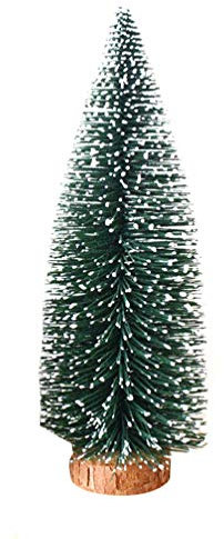 VALICLUD Mini Weihnachtsbaum Künstlich 25cm Desktop Mini Grün Tannenbaum mit Schnee Modellbäume DIY Weihnachtsschmuck Mikrolandschaft Puppenhaus Dekoration Festival Party Ornament