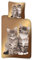 BrandMac Bettwäsche-Set mit Katzenbaby-Motiv 135x200 80x80 Bettzeug Bettware Katze Kitten Welpe, Beige