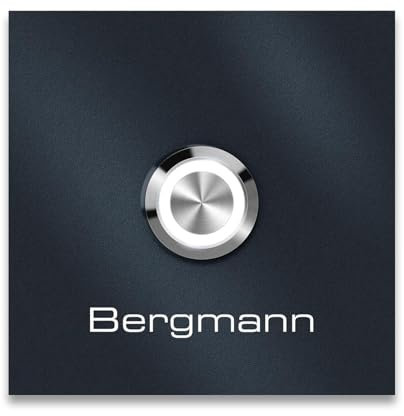 Metzler Türklingel Bergmann in Anthrazit - Haustürklingel Pulverbeschichtet in RAL 7016 - Made in Germany - Klingel Haustür aus Edelstahl V2A - LED Drucktaster wählbar - Größe: 11 x 11 cm