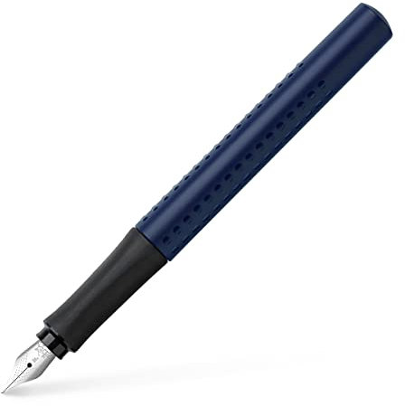 FABER-CASTELL 140806 - moderner Füller Grip 2011 mit Ergonomisches Design und Hochwertige Konstruktion, Füllfederhalter mit Feder F, Nachfüllbar inkl. Tintenpatrone - klassik blau, 1 Stück