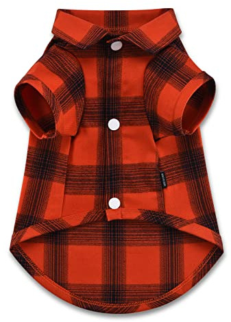 Koneseve Chemise à carreaux pour chien de taille moyenne et grande - T-shirt doux et respirant pour animal domestique - Costume adorable - Pour anniversaire, Thanksgiving et Noël - Rouge #1 - 5XL