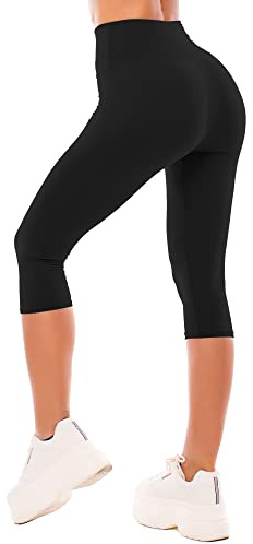 SINOPHANT High Waisted Leggings for Women - Full Length Capri Buttery Soft Yoga Pants for Workout Athletic(Capri Black,L-XL)