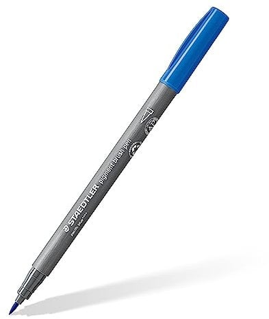 STAEDTLER brush pen pigment Arts, pazifikblau, pigmentierte Premium-Zeichentusche, Pinselspitze für variable Linienbreite, wasserfest, schnelltrocknend, 10 brush pens im Kartonetui, 371-39