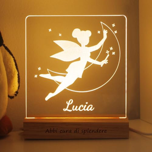 LASERO' Personalisiertes Nachtlicht Baby mit Namen für Mädchen Junge - Personalisierte Geschenke Baby Zur Geburt Taufe (Fee)