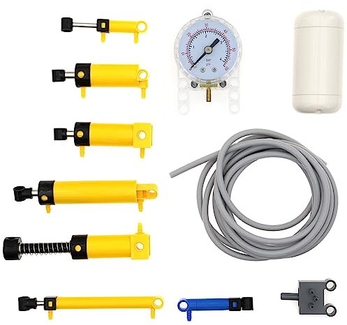 Habow 11Pcs Technic-Pneumatic-Cylindre kit Compatible avec Lego-Pneumatic Technic-Parts Baromètre Cylindres de réservoir d'air Pompe à air Commutateur de Tige de Pression Piston Tuyau