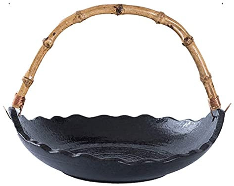 JTBDWOSK Cesto di Frutta Portafrutta in Ceramica per Conservare, Organizzare Verdure, Cesto di Frutta per Appendere O Appendere Un Piatto di Frutta,Nero