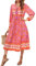 R.Vivimos Abito da donna casual con stampa bohémien, a maniche lunghe, stile spiaggia, lungo, abito da vacanza, lilla, XL