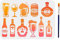 MAYJOYDIY Oktoberfest Stencil, 29.7 x 21 cm, Beer and Wine Pattern, Festival Decorations with Paint Brush Wine Bottle Goblet Painting Stencils for Wood Scrapbooking Clothes Home Decoration
