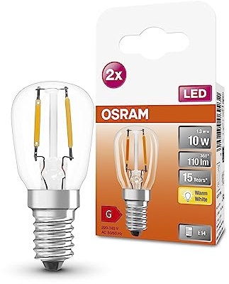 OSRAM SPECIAL T26 FIL 10 kleine LED-Speziallampe mit E14-Schraubsockel, extrem kleine Bauform, Doppelpack, 1,3W, 110lm, 2700K, warmweißes Licht, gute Rundum-Lichtausstrahlung, lange Lebensdauer