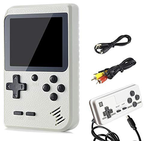 Portable Handheld Games Console with 800 Classical Games,Mini Retro Game Player Support for Connecting TV and Two Players,1020mAh Rechargeable Battery, Present for Kids and Adult (White)