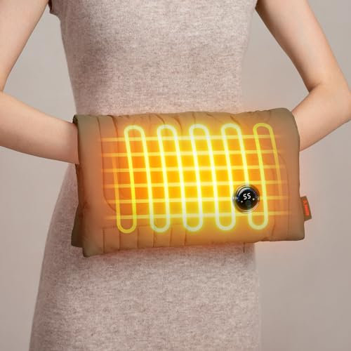 JISULIFE Handwärmer Wiederaufladbar, 10000 mAh Faltbare Handwärmertasche mit Power Bank, 6 Heizstufen, Beheizter Handwärmer, Schnelles Heizkissen Wasserlos, Geschenke für Frauen, Geeignet für Camping