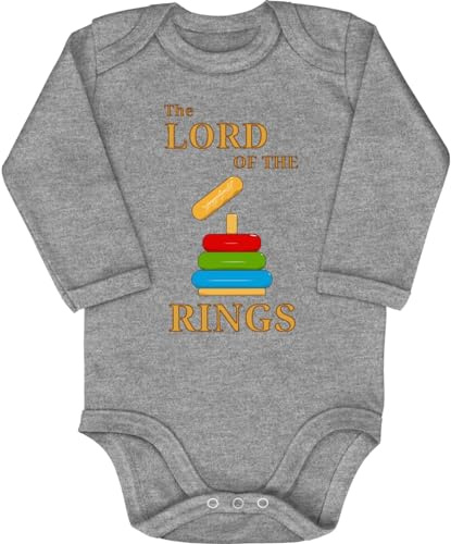 Blauer-Storch Baby Body in Grau meliert Lord Of The Rings Herr der Ringe Spruch zur Geburt oder Geburtstag für Kleinkind Langarm Bio Baumwolle