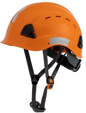 LOHASTAR Schutzhelm Arbeitshelm mit Visier und Gehörschutz Ohrenschützer Einstellbarer ABS Sicherheitshelm Belüfteter Bauhelm mit EN 397 Industriehelm(DE-A3 Orange)