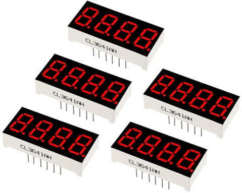YOKIVE 5Stk LED Anzeige Digital Röhre Gemeinsame Kathode Rot 12 Pin Basteln | LED Segment Anzeigen 4 Bit 7, Ideal für Geräte Instrumente Auto Zubehör