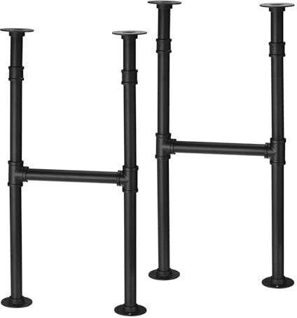 sourcing map Pieds de Table, Lot de 2, 28 Pouces - Ensemble de Pieds de Table en Tuyau Métallique Industriel, pour Table Basse, Bureau, Table de Nuit (Noir)