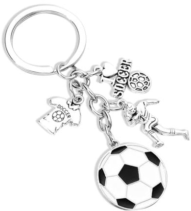GNALIA Porte-Clés de Football Porte-Clés de Mini Football Football Mini Football Porte Clef Personnalisé en Métal Argent Mini Ballon de Football de Nouveauté de Fan de Sport Football pour Garçons