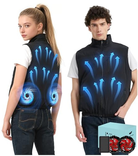 Lvkakmox Cooling Fan Vest with 21V 20000mAh Battery – 4-Speed Air-Conditioned Gilet for Men and Women, Ideal for Work, Construction, Outdoor, Cycling