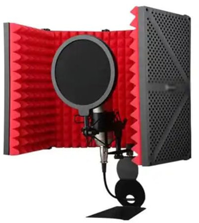 5-Panel Sound Shield Vocal Booth, Adjustable Microphone Shield Isolation Reflection Filter, ABS Sound-absorbing Material, The Angle Can Be Adjusted To Effectively Adjust The Recording Environment