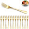 ReaNea Fourchettes à dîner en or 12 pièces, fourchettes de table en acier inoxydable placage or titane pour la maison, le restaurant, le mariage, les fêtes, les événements