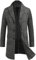 COOFANDY Wintermantel Herren Mantel Winterjacke Trenchcoat Windjacke Reversjacke Herrenmantel mit Abnehmbaren Karierten Schals Männer Warmer Kurzmantel Kariert-Schwarz XXL