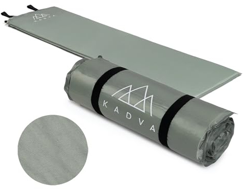 KADVA Självuppblåsande matta Aero bekväm lätt och robust sovmatta perfekt för camping och vandring ytterskikt 100% polyester innerskikt 100% polyuretan 182 x 52 cm färg silver