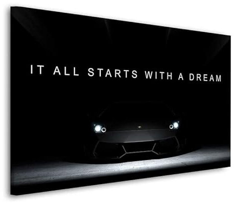 ARTEDinoi Kunstwelten24 Wandbild Leinwandbild Auto Sportwagen Motivation Größe 120x80x2cm