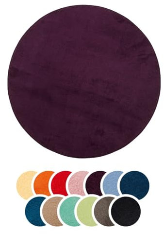 liebling Badteppich, 100% Polyester - Mikrofaser, Serie Santos, Ø 110 cm,1500 g/m², 30 Grad waschbar, Farbe: Beere