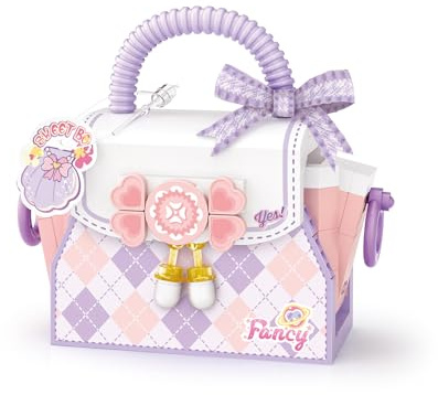 MEIEST Mini Süß Handtasche Bausteine Set,Nette Tier Süßigkeiten Handtasche Sammlung BAU Ziegel Spielzeug (Lila-Fancy)